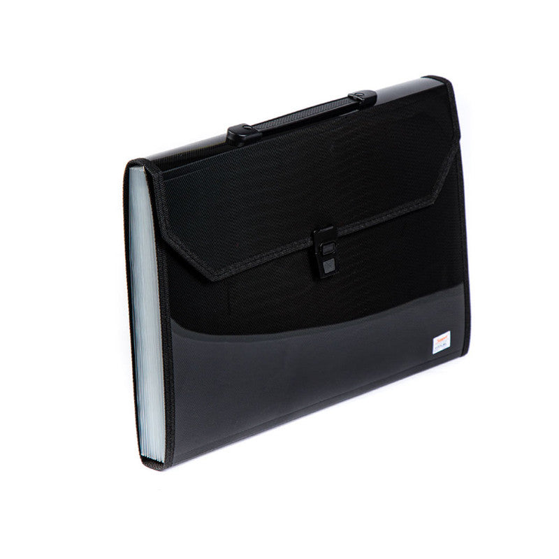 Seagull Expanding File with Handle Long 12 Pockets Push Lock with Tab Black Lining B4301 Black
