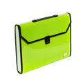 Seagull Expanding File with Handle Long 12 Pockets Push Lock with Tab Black Lining B4301 Neon Green