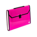 Seagull Expanding File with Handle Long 12 Pockets Push Lock with Tab Black Lining B4301 Pink
