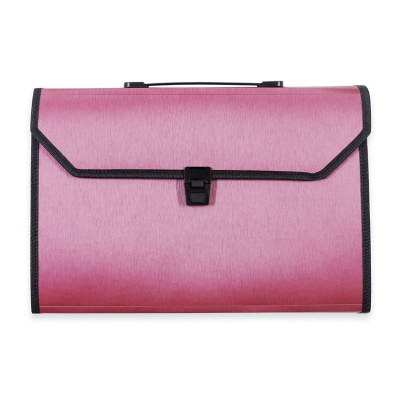 Seagull Expanding File with Handle L4301 Long 12 pockets Push Lock Maroon