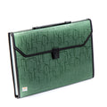 Seagull Expanding File with Handle Long 12 Pockets Push Lock w/ Tab Puzzle Black Lining L4301 Green