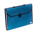 Seagull Expanding File with Handle Long 12 Pockets Push Lock with Tab Puzzle Black Lining L4301 Blue
