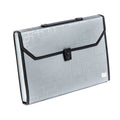 Seagull Expanding File with Handle Long 12 Pockets Push Lock w/ Tab Puzzle Black Lining L4301 Silver