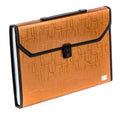 Seagull Expanding File with Handle Long 12 Pockets Push Lock with Tab Puzzle Black Lining L4301 Gold