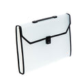 Seagull Expanding File with Handle Long 12 Pockets Push Lock with Tab Transparent Black T4301 White