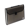 Seagull Expanding File with Handle Long 12 Pockets Push Lock with Tab Transparent Black T4301 Smoke