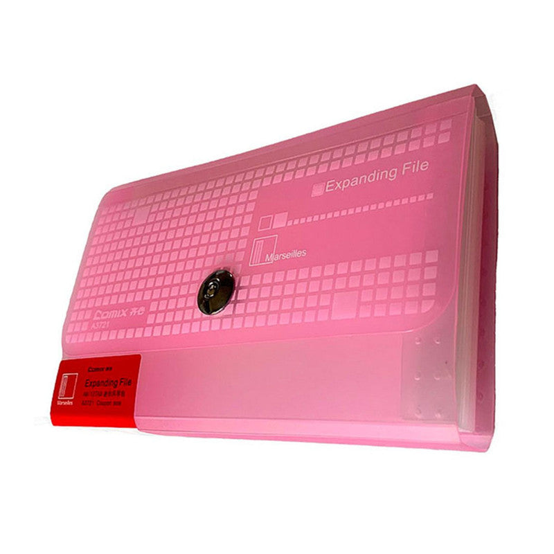 Comix Expanding File with Handle A3721 A6 12 Pockets Red