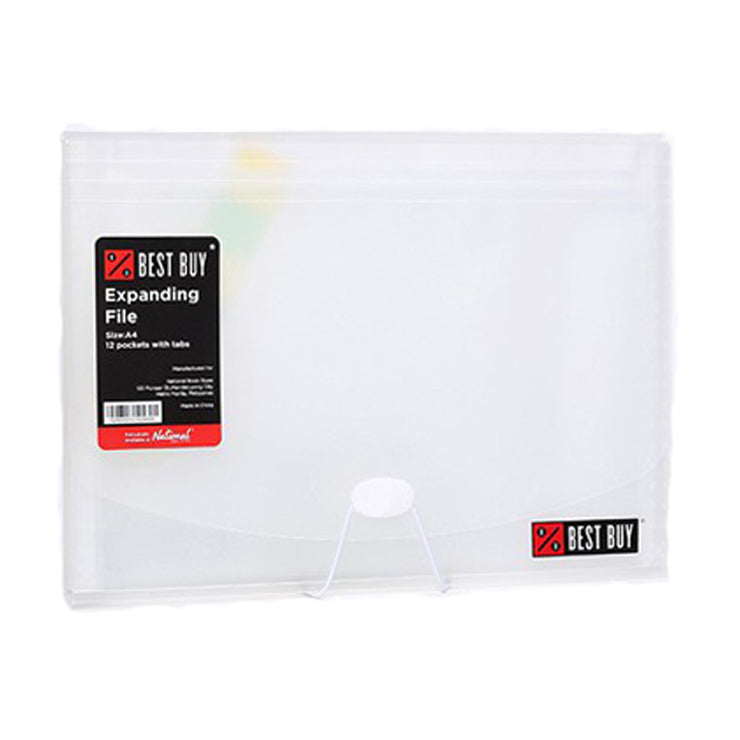 Best Buy Expanding File 14011 A4 12 Pockets Garter Lock with Tab Clear