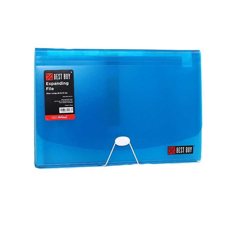 BEST BUY Expanding File 14011FC Long 12 Pockets Garter Lock with Tab Blue