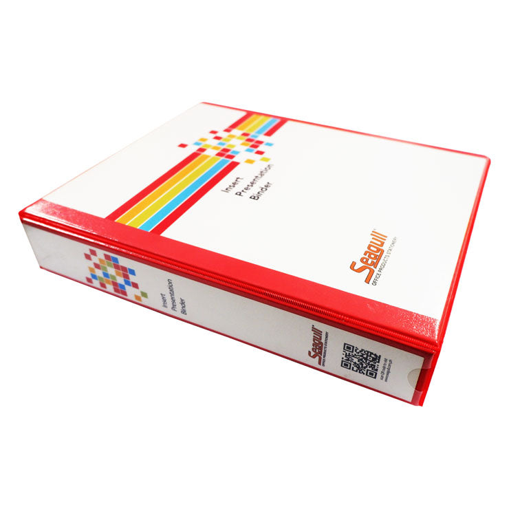 Seagull Ring Binder 3R CVP15 A4 1.5 inches DType PVC Cover with Front and Back Outer Pockets, Red