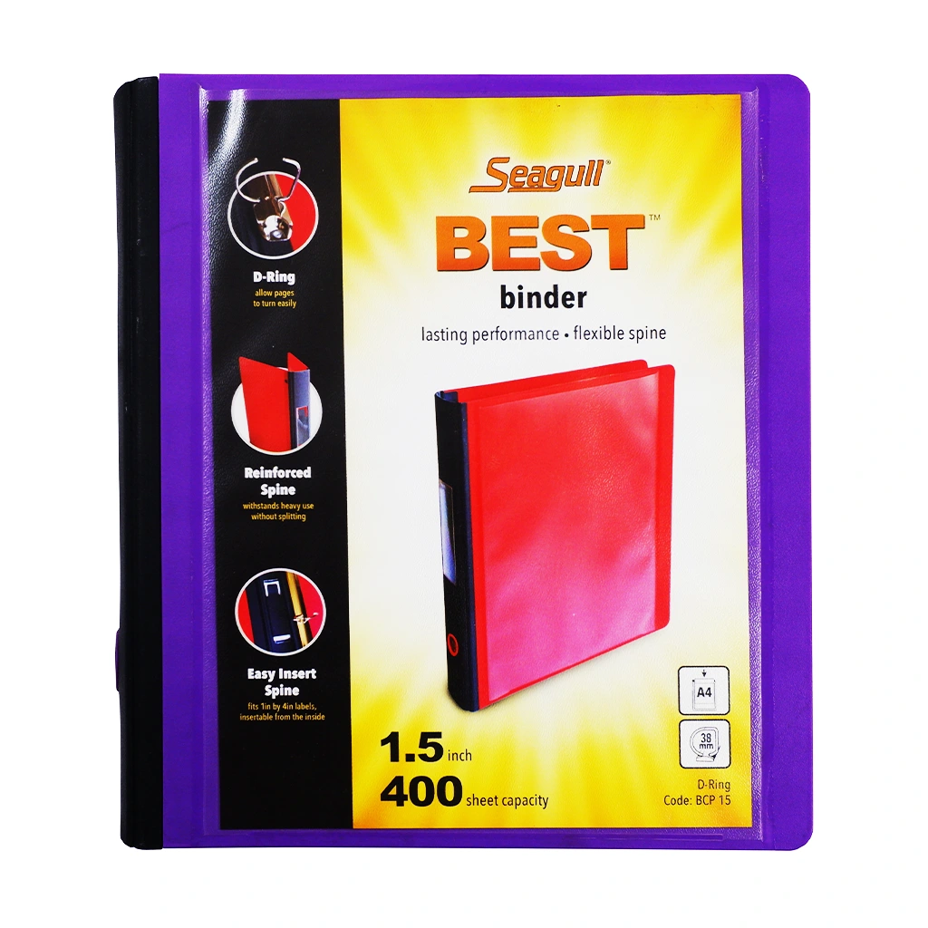 Seagull Ring Binder 3R Bcp15 A4 1.5Inches Dtype Pp Cover With Front Pocket, Violet - Files & Folders