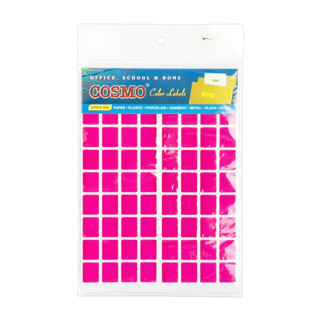 Cosmo Label Sticker 12x15mm Rectangle Fluorescent Fl1215, Fuschia Pink - Labels