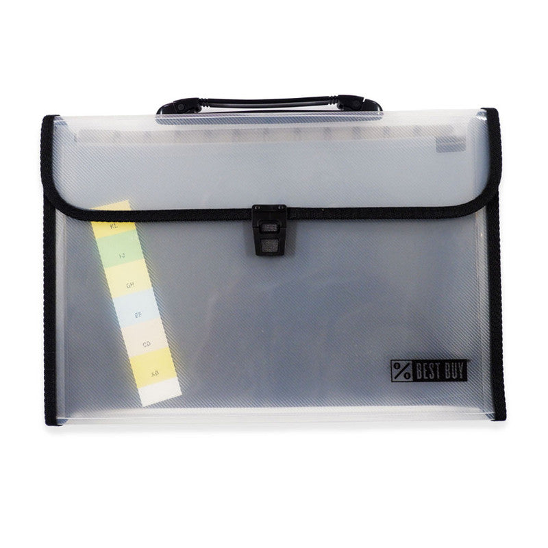 Best Buy Expanding File with Handle F5304FC Long 12 Pockets Push Lock with Tab, Black