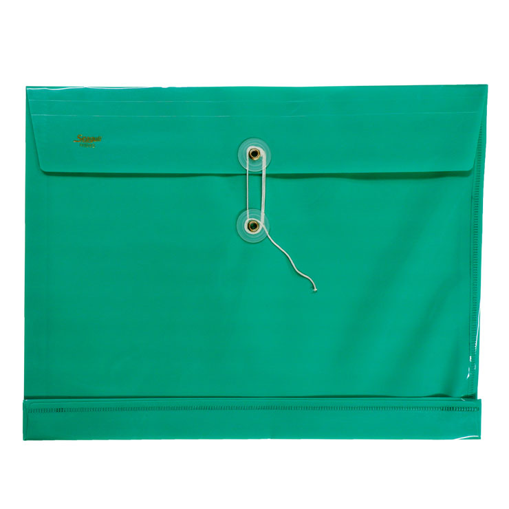 Seagull Plastic Envelope H104S Short String Lock Horizontal Transparent, Green