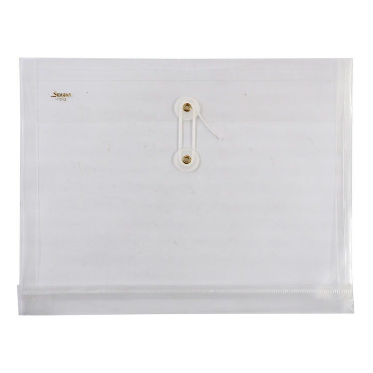 Seagull Plastic Envelope H104S Short String Lock Horizontal Transparent, Clear