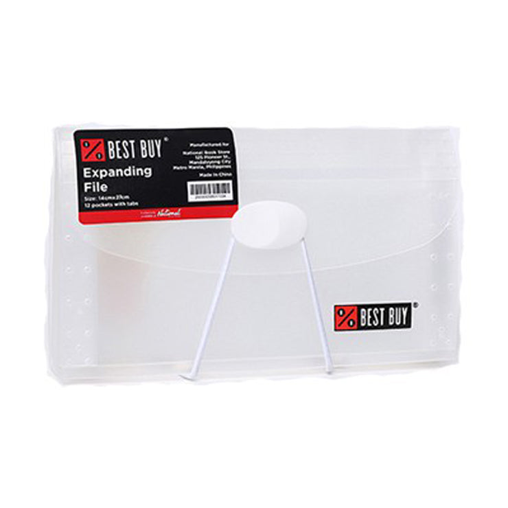 Best Buy Expanding File 14011-1427 Cheque Size 12 Pockets Garter Lock with Tab Clear