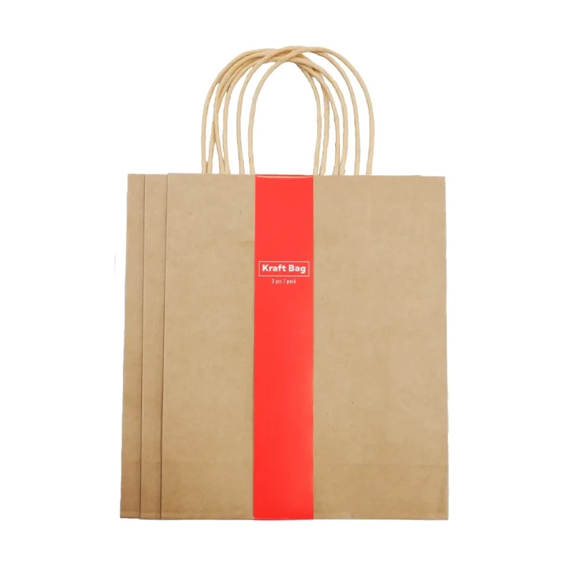 Best Buy Plain Kraft Gift Bag 3's Medium 23x9x28cm - Occasion Supplies