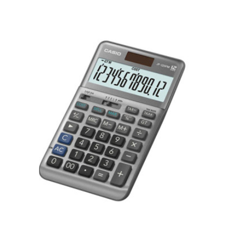 Casio Desktop Calculator Jf120Fm MT 12 Digits Dual Power, Gray