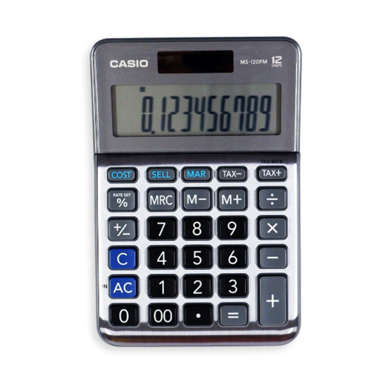 Casio Desktop Calculator MS120FM MT 12 Digits Dual Power, Gray