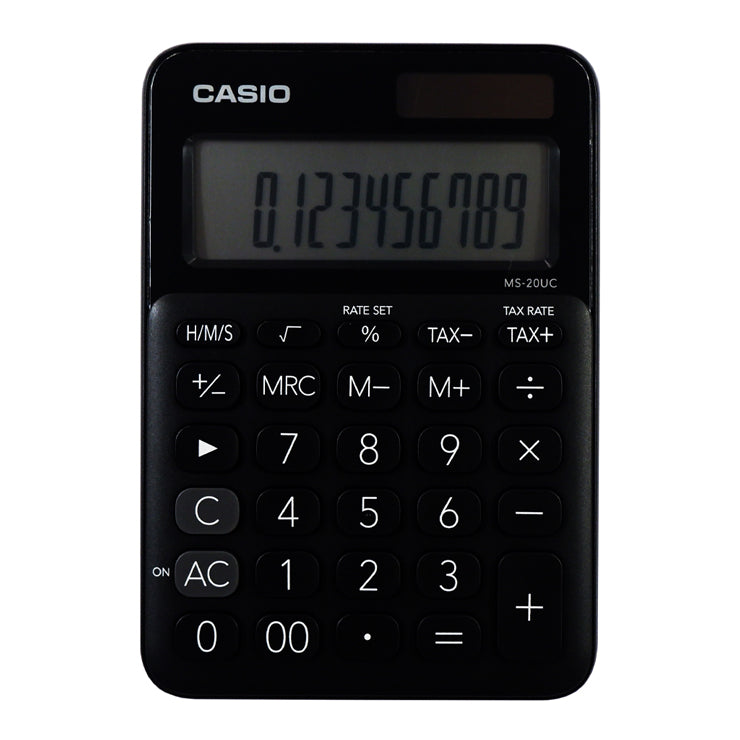 Casio Desktop Calculator MS20UC Mt 12 Digits Dual Power, Black - Desktop Calculators