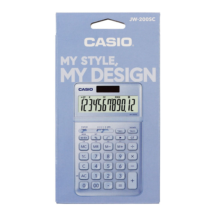 Desktop Calculator JW200SC MT 12 Digits Dual Power Tilt Display, Blue - Desktop Calculators