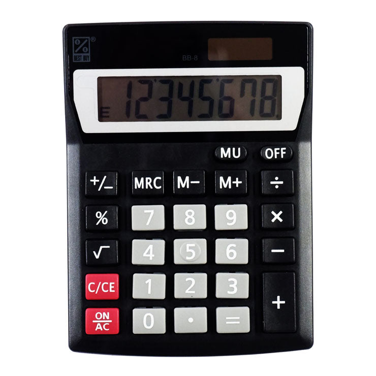 Best Buy Desktop Calculator BB-8 Black 8 Digits Dual Power - School & Office Equipment