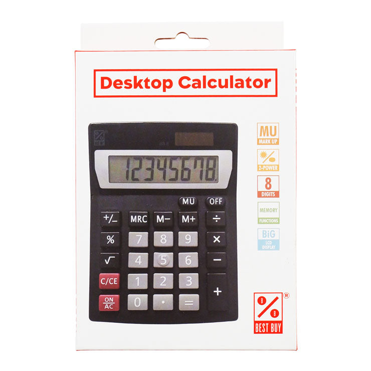 Best Buy Desktop Calculator BB-8 Black 8 Digits Dual Power - School & Office Equipment