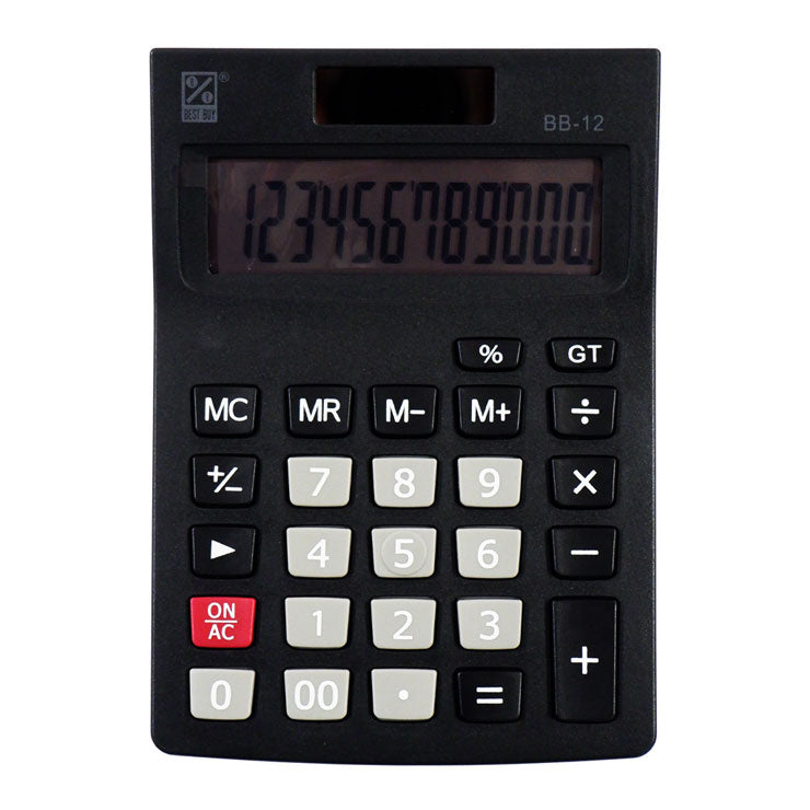 Best Buy Desktop Calculator BB-12 Black 12 Digits Dual Power - School & Office Equipment