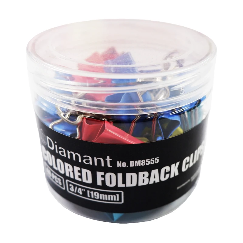 Diamant Clip Foldback Dm8555 0.75 Inches 19mm Colored 40 Pieces Per Pack - School & Office Supplies