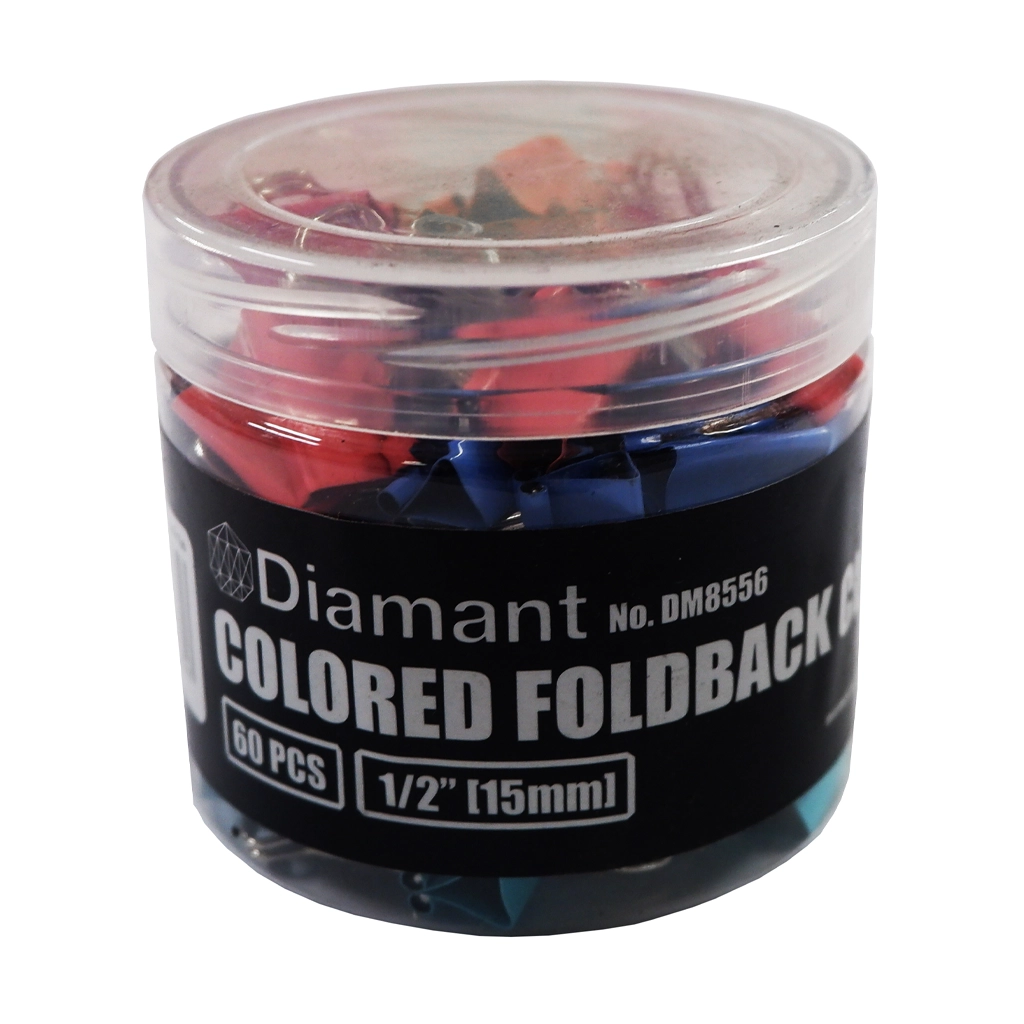 Diamant Clip Foldback Dm8556 0.5In 15mm Colored 60 Pieces Per Pack - Filing Supplies