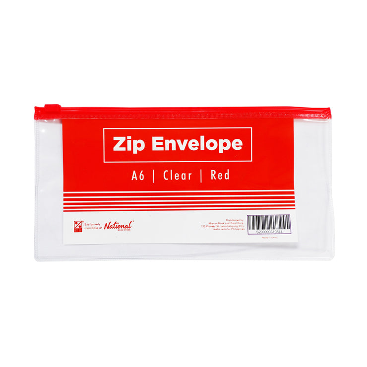Best Buy Zip Envelope CY53-14C A6 Zip Transparent Body Flat, Red