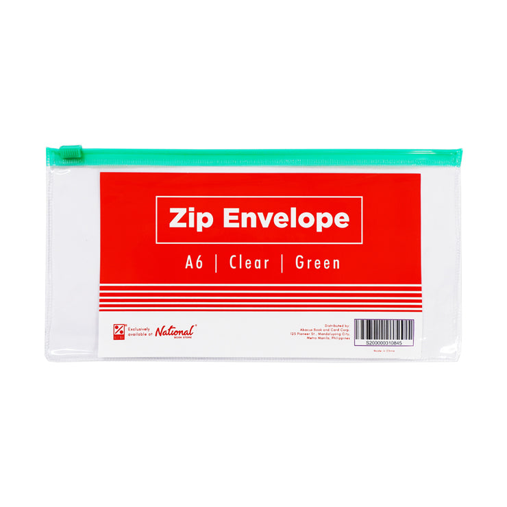 Best Buy Zip Envelope CY53-14C A6 Zip Transparent Body Flat, Green