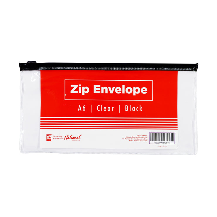 Best Buy Zip Envelope CY53-14C A6 Zip Transparent Body Flat, Black