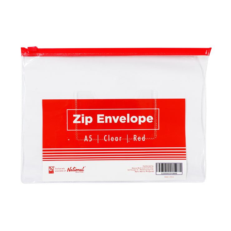 Best Buy Zip Envelope CY54-14C A5 Zip Transparent Body Flat, Red