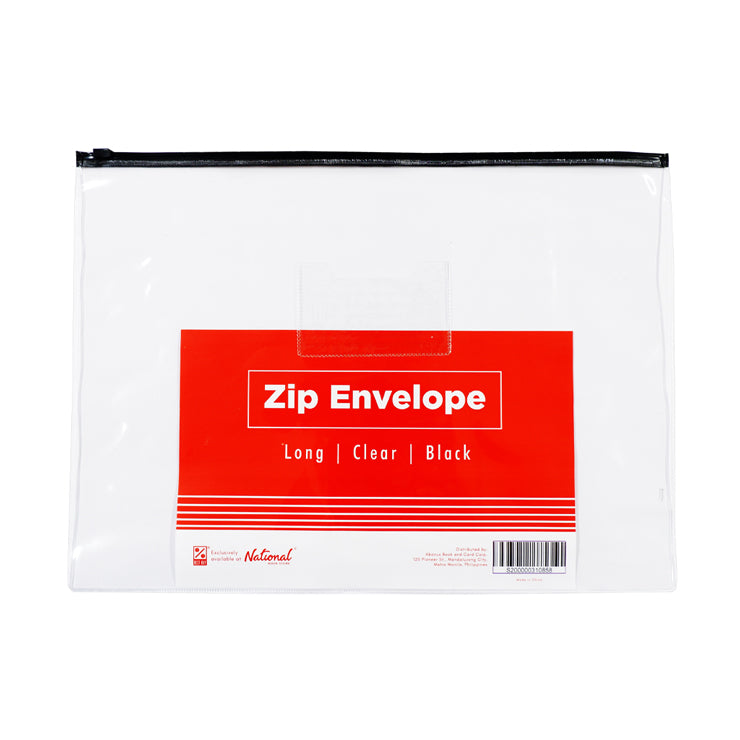 Best Buy Zip Envelope CY57-18C Long Zip Transparent Body Flat, Black