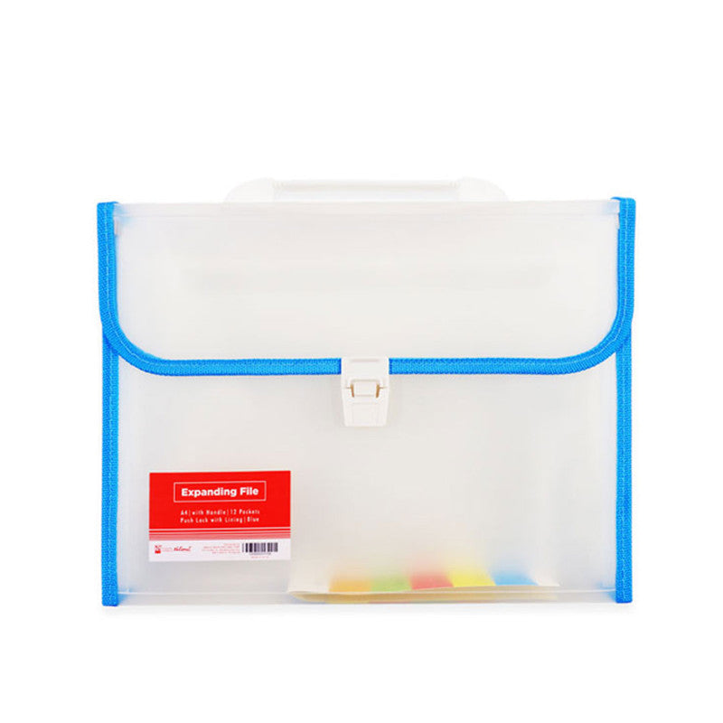 Best Buy Expanding File with Handle A4 Lining 12 Pockets Clear, Blue
