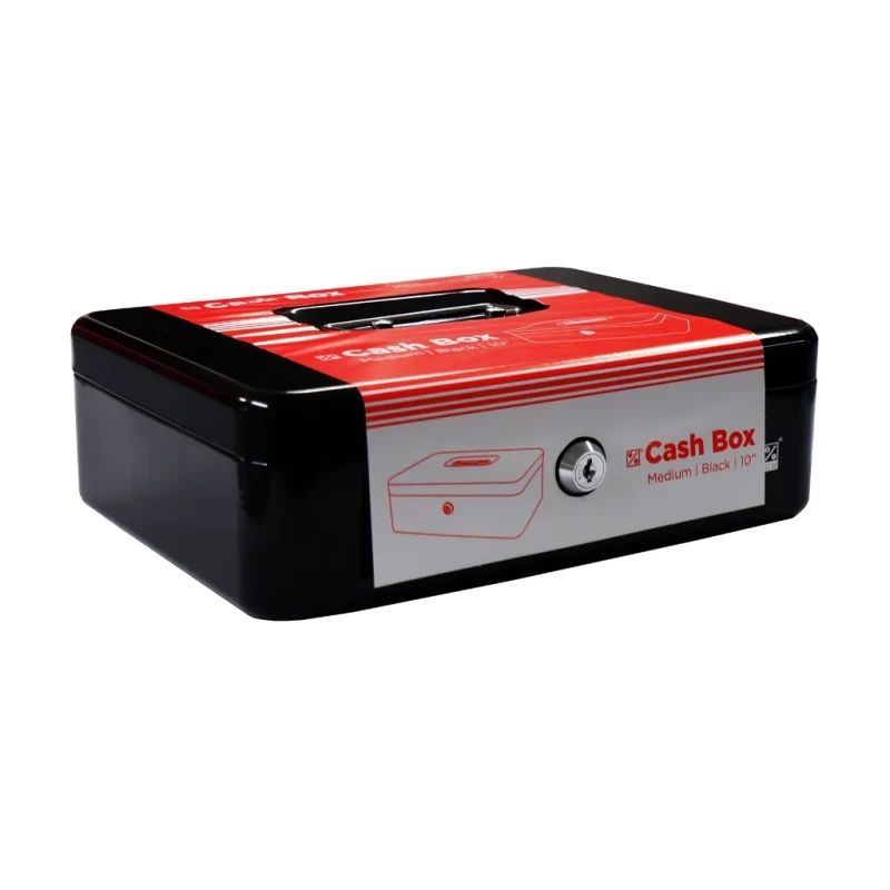 Best Buy Cash Box 8878M Medium Black 46.5x41x30.5cm Key Lock with 2 Keys - Home & Office Essentials