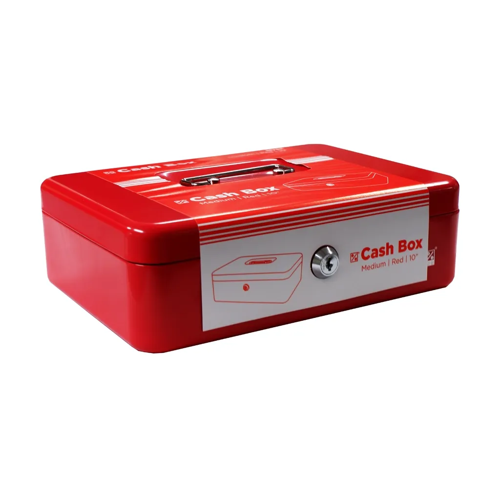 Best Buy Cash Box 8878M Medium Red 46.5x41x30.5cm Key Lock with 2 Keys - Home & Office Essentials