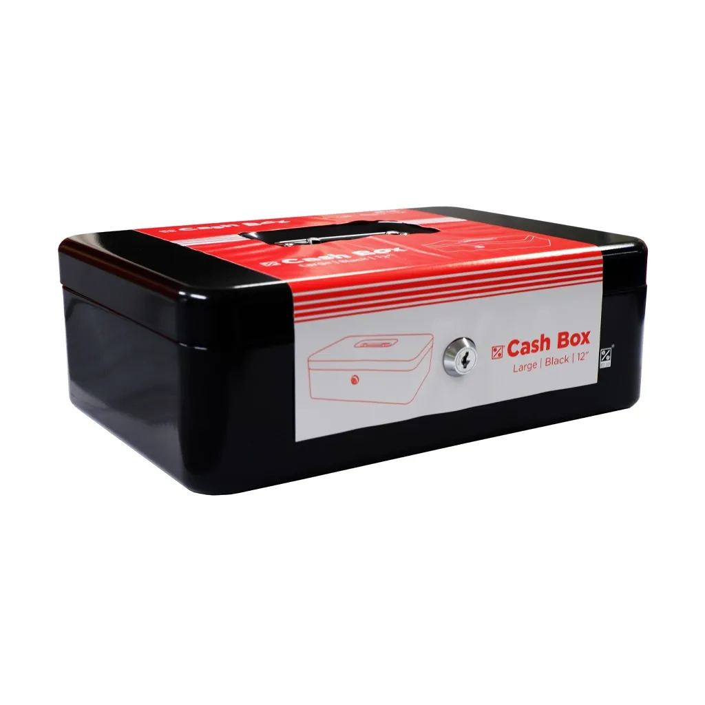 Best Buy Cash Box 8878L Large Black 44.5x33.5x33.5cm Key Lock with 2 Keys - Home & Office Essentials