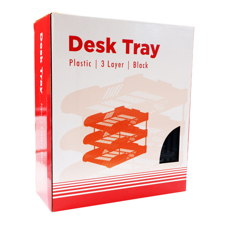 Best Buy Desk Tray BB-P3L-BLK Black 3 Layer Plastic Foldable - Desk Sorters & Trays