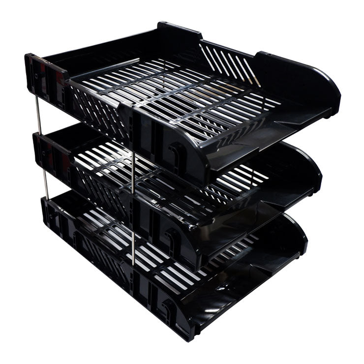 Best Buy Desk Tray BB-P3L-BLK Black 3 Layer Plastic Foldable - Desk Sorters & Trays