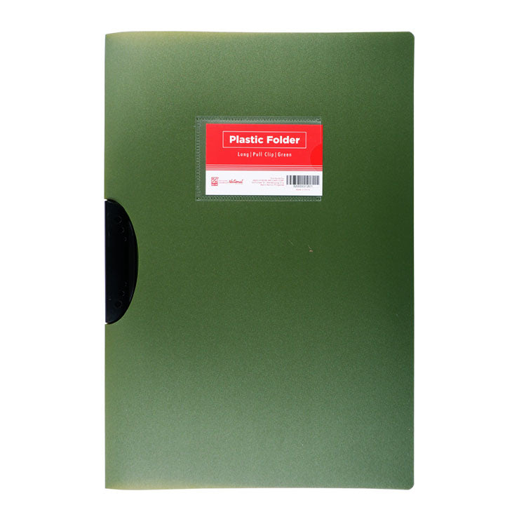 Best Buy Folder Plastic ZS-P214L Long Pull Clip with Name Card Holder, Green