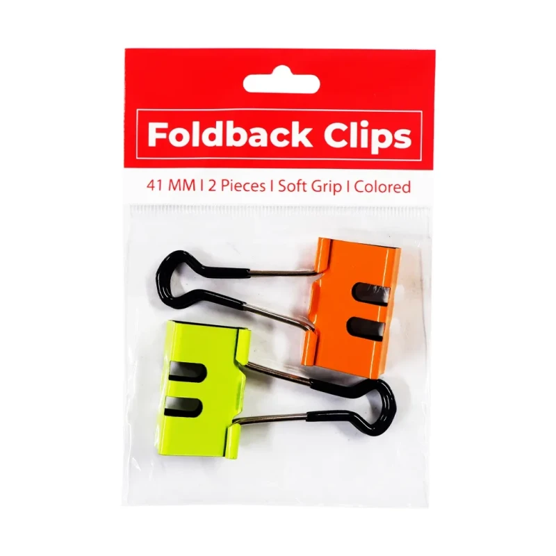 Best Buy Clip Foldback 41mm 1.62Inch 2's Colored Soft Grip - Filing Supplies