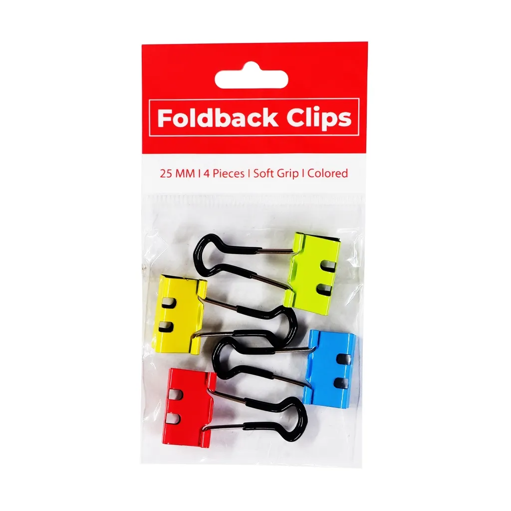 Best Buy Clip Foldback 25mm 1Inch 4's Colored Soft Grip - Filing Supplies