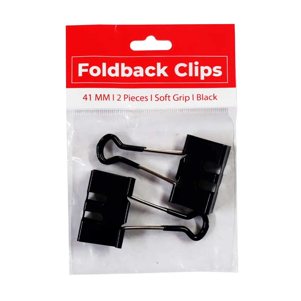 Best Buy Clip Foldback 41mm 1.62Inch 2's Black Soft Grip - Filing Supplies