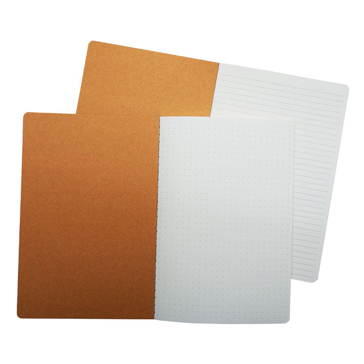 Premiere Notes Kraft Padded Notebooks 6x8.5 inches - 2 Pieces 32 Sheets - Ruled, Dotted - School