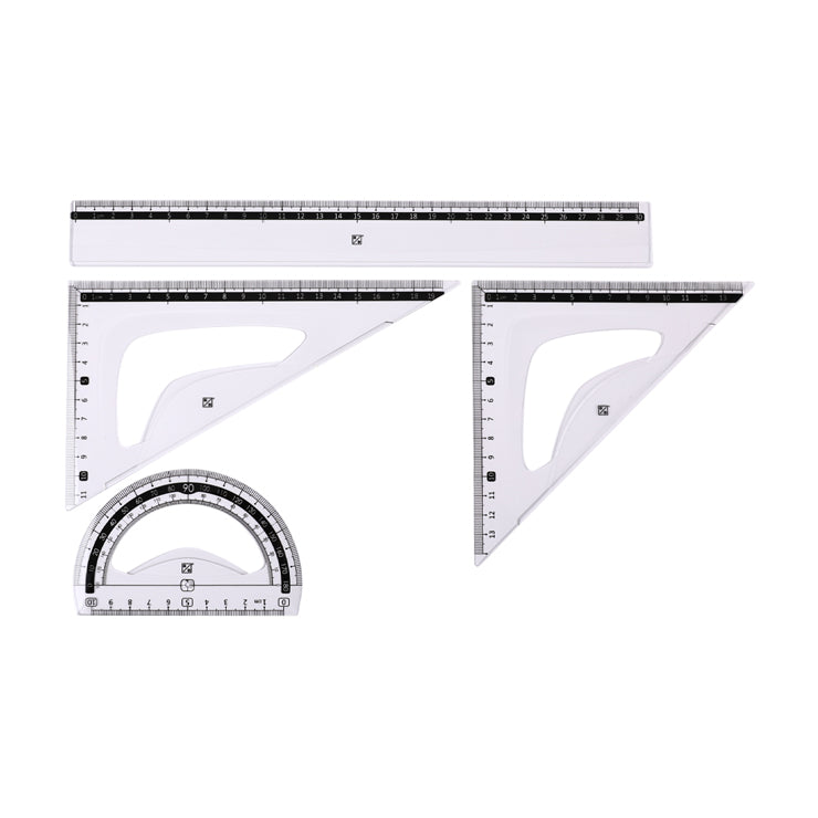 Best Buy Math Set 30cm Ruler + 10cm Protractor + 17 cm Triangle 2's Clear Kr971429 - School Supplies