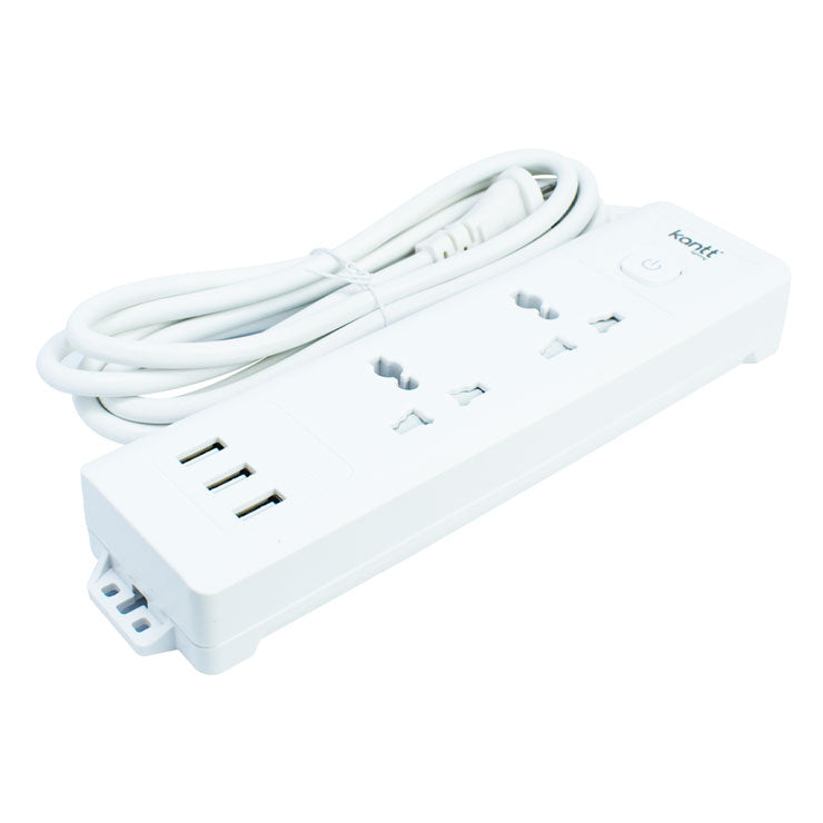 Kantt Extension Cord KAW-ECUO2-USB 2 Universal+ 3USB 2 meters, White - Home & Office Equipment