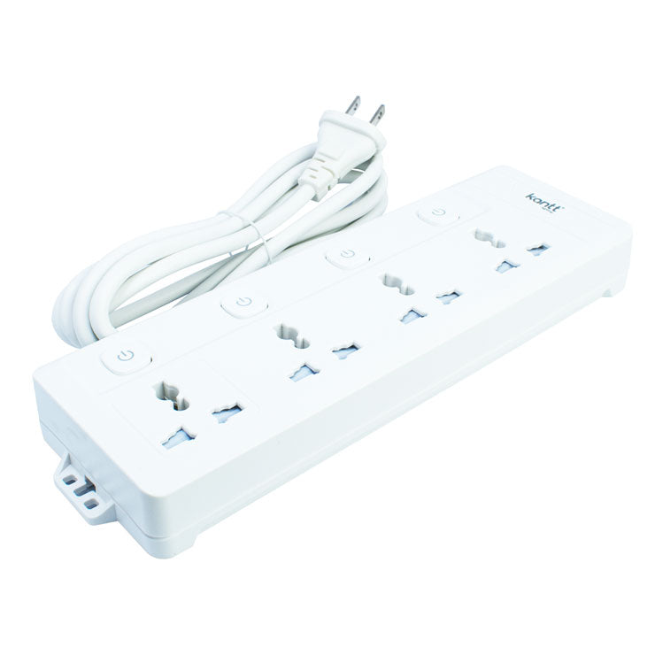 Kantt Extension Cord KAW-ECUO4S 4 Gang Universal, White - Home & Office Equipment
