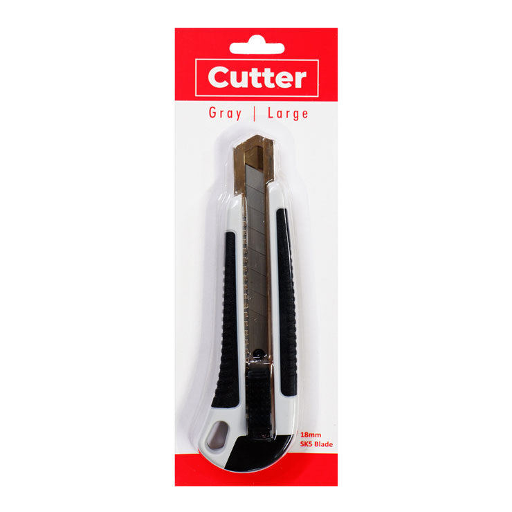 Best Buy Handheld Cutter Blade ABS Material with TPR Grip and Metal Sheath SK5 18mm Large Gray